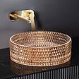 EMKE - EMKE Vasque à Poser Ronde, 360 x 360 x 112 mm, Lavabo en Verre Or rose, Design Montage sur Comptoir - vignette