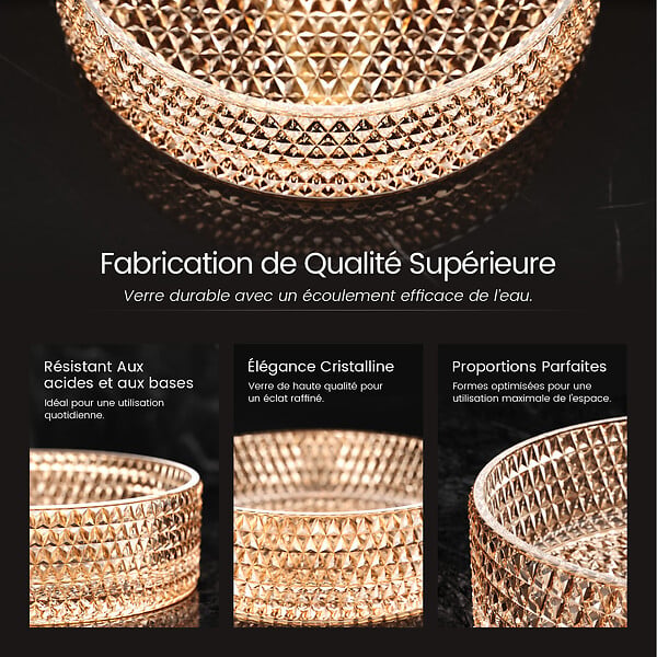 EMKE - EMKE Vasque à Poser Ronde, 360 x 360 x 112 mm, Lavabo en Verre Or rose, Design Montage sur Comptoir - large