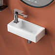 EMKE - EMKE Vasque à Poser en céramique 36,5x18x9cm, Lavabo suspendu rectangulaire avec robinet trou prépercé, blanc brillant - vignette