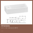 EMKE - EMKE Vasque à Poser en céramique 36,5x18x9cm, Lavabo suspendu rectangulaire avec robinet trou prépercé, blanc brillant - vignette