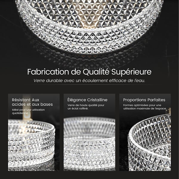 EMKE - EMKE Vasque à Poser Ronde, 360 x 360 x 112 mm, Lavabo en Verre Transparent, Design Montage sur Comptoir - large