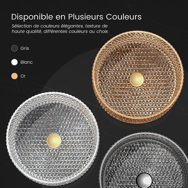 EMKE - EMKE Vasque à Poser Ronde, 360 x 360 x 112 mm, Lavabo en Verre Transparent, Design Montage sur Comptoir - large