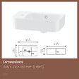 EMKE - EMKE Lavabo Mural de Salle de Bain 450 x 265 x 155 mm, Vasque Rectangulaire en Céramique, Trou pour Robinet à Gauche, Blanc Brillant - vignette