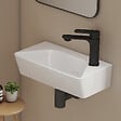 EMKE - EMKE Lavabo Mural de Salle de Bain 400 x 225 x 130 mm, Vasque Rectangulaire en Céramique, Trou pour Robinet à Droite, Blanc Brillant - vignette