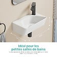 EMKE - EMKE Lavabo Mural de Salle de Bain 400 x 225 x 130 mm, Vasque Rectangulaire en Céramique, Trou pour Robinet à Droite, Blanc Brillant - vignette