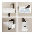 EMKE - EMKE Lavabo Mural de Salle de Bain 400 x 225 x 130 mm, Vasque Rectangulaire en Céramique, Trou pour Robinet à Droite, Blanc Brillant - vignette