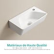 EMKE - EMKE Lavabo Mural de Salle de Bain 400 x 225 x 130 mm, Vasque Rectangulaire en Céramique, Trou pour Robinet à Droite, Blanc Brillant - vignette