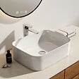 EMKE - EMKE Vasque à poser céramique 50,5×38×15cm, Lavabo salle de bain rectangulaire, Lavabo en céramique blanc brillant - vignette