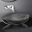 EMKE - EMKE Vasque à Poser Ovale, 510 x 350 x 150 mm, Lavabo en Verre Noir, Design Montage sur Comptoir - vignette
