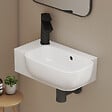 EMKE - EMKE Lavabo Mural de Salle de Bain 400 x 250 x 140 mm, Vasque Rectangulaire en Céramique, Trou pour Robinet à Gauche, Blanc Brillant - vignette