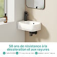 EMKE - EMKE Lavabo Mural de Salle de Bain 400 x 250 x 140 mm, Vasque Rectangulaire en Céramique, Trou pour Robinet à Gauche, Blanc Brillant - vignette