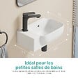EMKE - EMKE Lavabo Mural de Salle de Bain 400 x 250 x 140 mm, Vasque Rectangulaire en Céramique, Trou pour Robinet à Gauche, Blanc Brillant - vignette