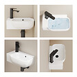 EMKE - EMKE Lavabo Mural de Salle de Bain 400 x 250 x 140 mm, Vasque Rectangulaire en Céramique, Trou pour Robinet à Gauche, Blanc Brillant - vignette