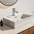EMKE - EMKE Vasque à Poser en céramique 51,5×36×13cm, Lavabo rectangulaire avec robinet trou prépercé, Lavabo à poser blanc brillant - vignette