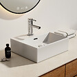 EMKE - EMKE Vasque à Poser en céramique 41,5×36×13cm, Lavabo rectangulaire avec robinet trou prépercé, Lavabo à poser blanc brillant - vignette
