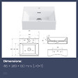 EMKE - EMKE Vasque à Poser en céramique 41,5×36×13cm, Lavabo rectangulaire avec robinet trou prépercé, Lavabo à poser blanc brillant - vignette