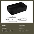 EMKE - EMKE Vasque à Poser 610 x 380 x 150 mm, Lavabo Rectangulaire en Céramique pour Salle de Bain, Coins Arrondis R, Gris Foncé Mat - vignette