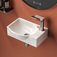 EMKE - EMKE Lavabo Mural de Salle de Bain 405 x 280 x 140 mm, Vasque Rectangulaire en Céramique, Trou pour Robinet à Droit, Blanc Brillant - vignette