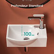 EMKE - EMKE Lavabo Mural de Salle de Bain 405 x 280 x 140 mm, Vasque Rectangulaire en Céramique, Trou pour Robinet à Droit, Blanc Brillant - vignette
