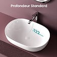 EMKE - EMKE Vasque à Poser Rectangulaire Arrondie 600 x 415 x 135 mm, Lavabo en Céramique de Salle de Bain, Blanc Brillant - vignette