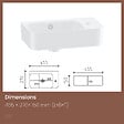 EMKE - EMKE Lavabo Mural de Salle de Bain 450 x 265 x 155 mm, Vasque Rectangulaire en Céramique, Trou pour Robinet à Droite, Blanc Brillant - vignette