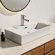 EMKE - EMKE Vasque à Poser en céramique 60×36×13cm, Lavabo rectangulaire avec robinet trou prépercé, Lavabo à poser blanc brillant - vignette