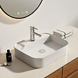 EMKE - EMKE Vasque à Poser en céramique 50×40×11cm, Lavabo rectangulaire avec robinet trou prépercé, Lavabo à poser blanc brillant - vignette