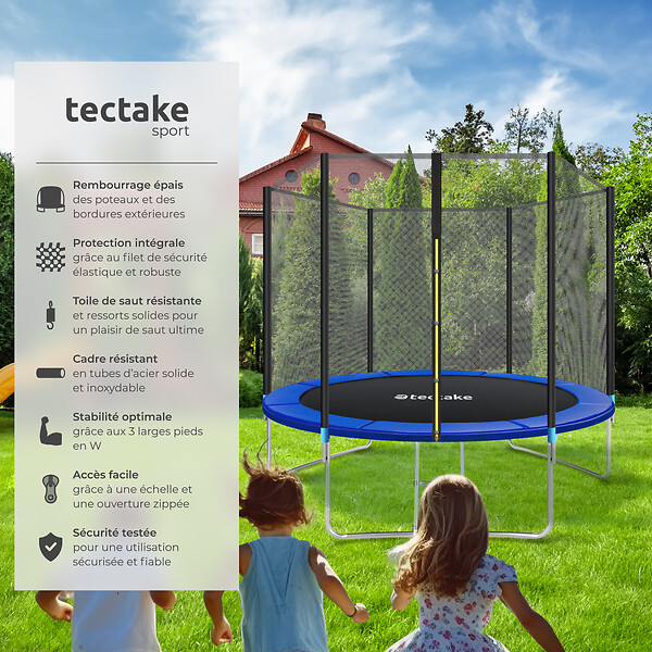 TECTAKE - Trampoline modèle B noir/bleu - large