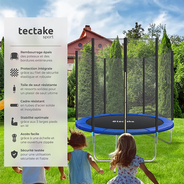 TECTAKE - Trampoline modèle B noir/bleu - large