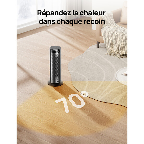 DREO - Chauffage soufflant céramique PTC Dreo SOLARIS 628 puissance réglable 900 à 2000W - large