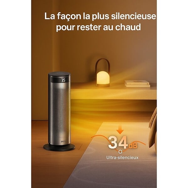 DREO - Chauffage soufflant céramique PTC Dreo SOLARIS 628 puissance réglable 900 à 2000W - large