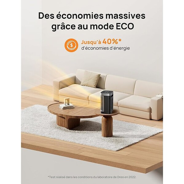 DREO - Chauffage soufflant céramique PTC Dreo HEATER 318 puissance réglable 900 à 1500W - large