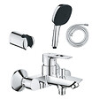 GROHE - Pack mitigeur mécanique Start Loop + Douchette 2 jets Vitalio Comfort 110 + Flexible1750 mm et support - vignette