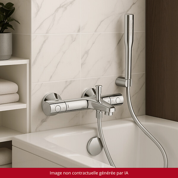 GROHE - Pack mitigeur thermostatique Grohtherm 800  + Douchette Get Stick + Flexible1750 mm et support - large