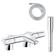 GROHE - Pack mitigeur thermostatique Trend avec colonnettes + Douchette 1 jet Vitalio Get Stick + Flexible 1750 mm - vignette