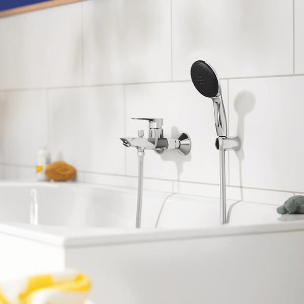 GROHE - Pack mitigeur mécanique bain douche Start Loop chromé + Flexible dche VitalioFlex Comfort 1750 et support - large