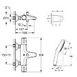 GROHE - Pack mitigeur thermostatique Grotherm 800 + Douchette 2 jets Vitalio Start 110 + Flexible1750 mm et support - vignette