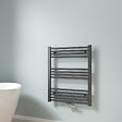 EMKE - EMKE Sèche-serviette eau chaude, Radiateur sèche-serviettes raccordement central Anthracite 75x60cm 337Watts - vignette