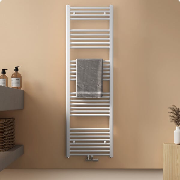 EMKE - EMKE Sèche-serviette eau chaude, Radiateur sèche-serviettes raccordement central Blanc 160x50cm 654Watts - large