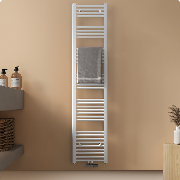 EMKE - EMKE Sèche-serviette eau chaude, Radiateur sèche-serviettes raccordement central Blanc 180x40cm 618Watts - large