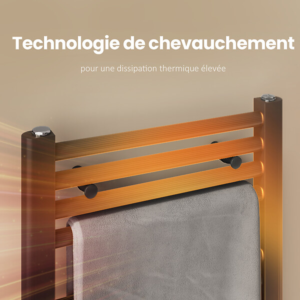 EMKE - EMKE Sèche-serviette eau chaude, Radiateur sèche-serviettes raccordement central Anthracite 180x60cm 860Watts - large