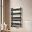 EMKE - EMKE Sèche-serviette eau chaude, Radiateur sèche-serviettes raccordement central Anthracite 100x60cm 498Watts - vignette