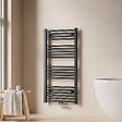 EMKE - EMKE Sèche-serviette eau chaude, Radiateur sèche-serviettes raccordement central Anthracite 100x50cm 427Watts - vignette