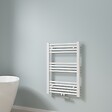 EMKE - EMKE Sèche-serviette eau chaude, Radiateur sèche-serviettes raccordement central Blanc 75x50cm 291Watts - vignette
