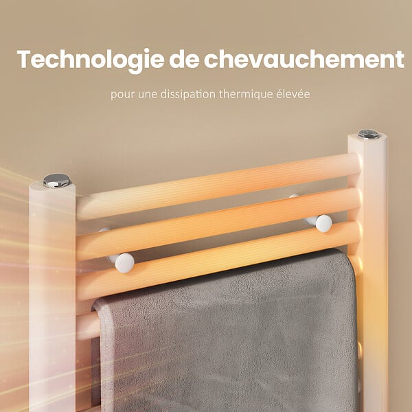 EMKE - EMKE Sèche-serviette eau chaude, Radiateur sèche-serviettes raccordement central Blanc 120x60cm 598Watts - large