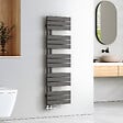 EMKE - EMKE Sèche-serviettes à Eau Chaude Panneau Plat, Sèche-serviettes connexion latérale pour, Anthracite 1320x400mm 598Watts - vignette