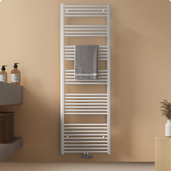 EMKE - EMKE Sèche-serviette eau chaude, Radiateur sèche-serviettes raccordement central Blanc 180x60cm 860Watts - large