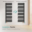 EMKE - Sèche-serviette eau chaude EMKE raccord latéral radiateur sèche-serviettes anthracite 174 × 60 cm 823 watts - vignette
