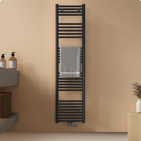 EMKE - EMKE Sèche-serviette eau chaude, Radiateur sèche-serviettes raccordement central Anthracite 160x40cm 547Watts - large