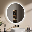 EMKE - EMKE Miroir lumineux salle de bain rond diamètre 80cm, Miroir LED avec Interrupteur Tactile, Anti-buée, Miroir avec éclairage 3 couleurs - vignette